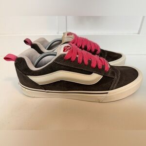Vans Knu Skool Retro Skateboard Shoes Sneakers Mens Size 12 Brown White Pink